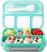 Picture of Leak Proof 4 Compartment Lunch Boxes Reusable Microwave Freezer Safe Portion Snack Containers 4 SECTION LUNCH BOX SQUARE LUNCH BOX
