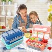 Picture of Leak Proof 4 Compartment Lunch Boxes Reusable Microwave Freezer Safe Portion Snack Containers 4 SECTION LUNCH BOX SQUARE LUNCH BOX
