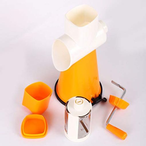 Picture of fruit vegetable cutter and slicer Vegetable Juicer and 4 in 1 Drum Slicer Combo Set 4 in 1 Multi-Functional Vegetable Cutter, Shredder, Grater & Slicer with high Speed Rotary Cylinder for Vegetable Fruit Dry Fruits Salad Maker