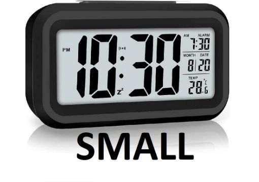 Picture of Small Black Digital Clock Small Black Digital Clock Digital Alarm Clock Battery Operated Smart Table Alarm Clock   Desk Small Digital Alarm Clock Alarm Clock with Automatic Sensor