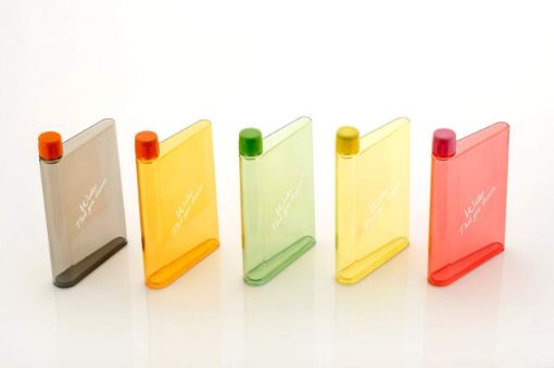 Picture of Plastic Notebook Water Bottle 450ml   Notebook Portable Water Bottle A5 Size Flat and Ultra Slim Bottle Multi Color