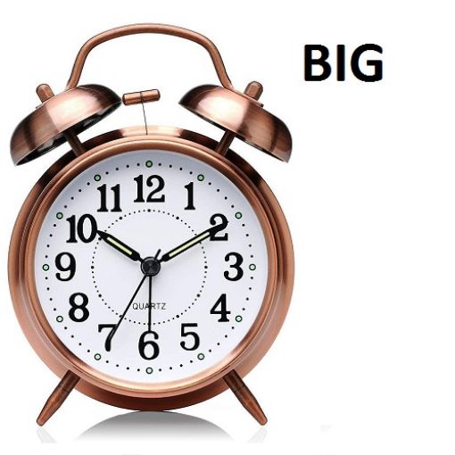 Picture of COPAR CLOCK COPER CLOCK COPPAR CLOCK Twin Bell Copper Table Alarm Clock with Night LED Light for Student for Kids Bedroom BIG COPPER ALARM CLOCK