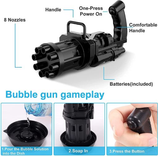 Picture of 8-Hole Electric Bubbles Gun New Bubble Machine Outdoor Toys New Gatling Bubble Machine