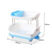 Picture of kitchen rack Plastic 2 Layer Large Kitchen Sink Dish Drainer Rack Cutlery Utensil  Fruits and Vegetables Drying Basket Stand with Tray