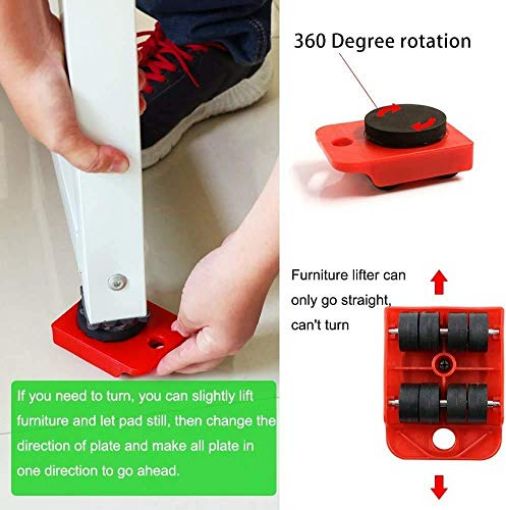 Picture of Heavy Duty ABS Steel Adjustable Height Furniture Lifter Sliders Easy Safe Moving Appliance Roller Shifting Tool Suitable for Sofas Couches Refrigerators