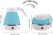 Picture of foldable electric kettle Food Grade Silicone and Dual Voltage Travel Foldable Electric Kettle Automatic Multipurpose Large Size Tea Coffee Maker Water Boiler with Handle