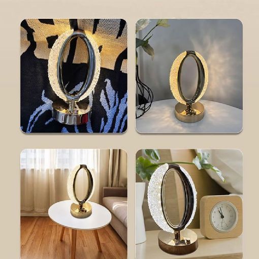 Picture of Oval Shape Crystal Lamp Decor Table Lamp Luxury Table lamp 3 in 1 Light Decoration light