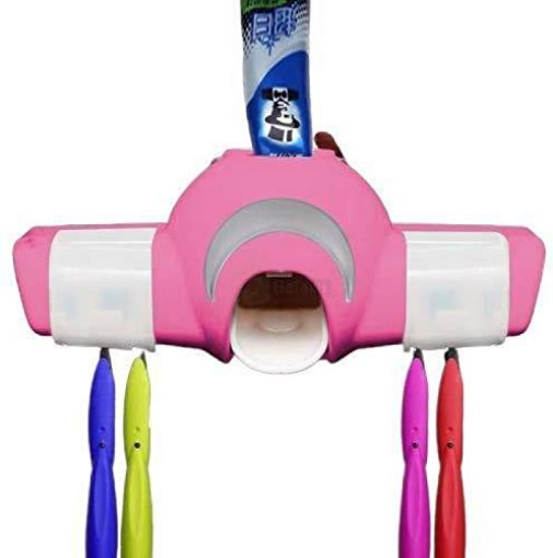 Picture of Automatic Toothpaste Dispenser with Wall Mount Toothbrush Holder Toothpaste Squeezer Tooth Brush Holders Storage Stand for Home Bathroom Accessories Set