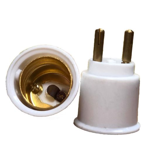 Picture of 2 pin socket holder multiplug bulb light holder E27 To B22 Screw Base Socket Ceramic Lamp Holder Light Bulb Adapter