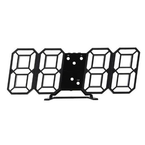 Picture of 3D LED Clock (Black) Digital 3D LED Wall Clock Alarm Clock Modern Digital 3D LED Wall Clock