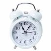 Picture of TWIN BELL WHITE CLOCK Bedside Alarm Clock  Battery Operated Soft Backlight Low Ticking Noise Twin Bell Alarm Clock Louder for Bedroom