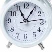 Picture of TWIN BELL WHITE CLOCK Bedside Alarm Clock  Battery Operated Soft Backlight Low Ticking Noise Twin Bell Alarm Clock Louder for Bedroom