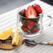 Picture of Glass Soup Mug with Wooden Lid and Spoon Cup Warmer  GLASS MUG HANDLE GLASS MUG WOODEN LID WOODEN SPOON