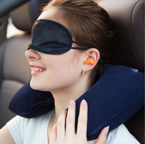 Picture of Comfort Neck Pillow Eye Mask - Combo Airline Pillow Sleeping Pillow with Sleeping Eye Mask Travel Eye Mask Great for Long Road Trips and Flights