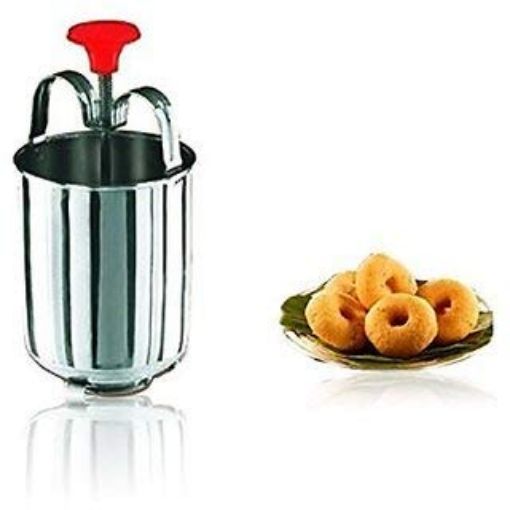 Picture of meduvada maker Stainless Steel Medu vada Maker with Stand pasta machine Perfectly Shaped & Crispy Medu Vada maker kitchen press use for hostel and home