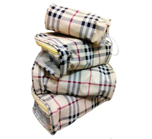 Picture of New Wash Bag Set of 4 (Checks) Travelling Vanity Makeup Bag Makeup Pouches for Women Toiletry Storage Wash Bag