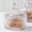 Picture of Stylish Crystal Glass Sugar Candy Mukhwas Jar with Lid Attractive Designer Multi-Purpose Bowl