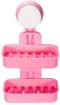 Picture of Double layer soap holderPlastic Double Layer Soap Box Suction Cup Holder Rack Bathroom Shower Soap Dish Hanging Tray Soap Holder Storage Holders
