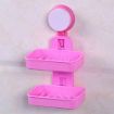 Picture of Double layer soap holderPlastic Double Layer Soap Box Suction Cup Holder Rack Bathroom Shower Soap Dish Hanging Tray Soap Holder Storage Holders