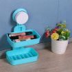 Picture of Double layer soap holderPlastic Double Layer Soap Box Suction Cup Holder Rack Bathroom Shower Soap Dish Hanging Tray Soap Holder Storage Holders