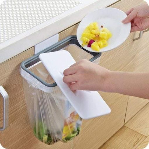 Picture of Attach A Trush Hanging Bag holder ABS Hanging Kitchen Cupboard Door Back Style Stand Trash Attach Holder Garbage Storage Rack Accessories dustbin