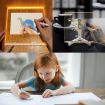 Picture of 20*20 cm Acrylic LED Message Board 20*20 cm Indoor Bedroom Table Desk Decoration Fixtures Diy 3d Acrylic Led Drawing Note Message Board Rewritable Night Light With Base RECTANGLE SHAPE