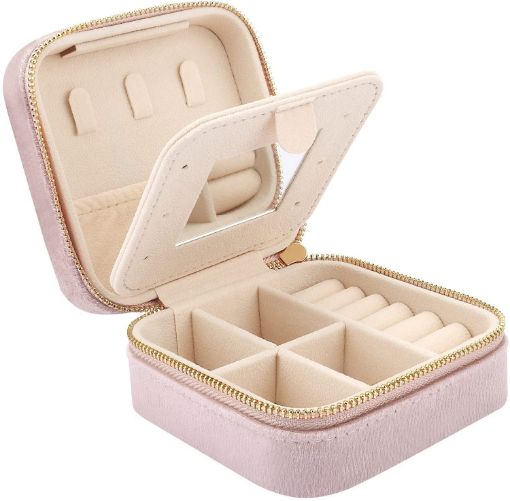 Picture of Jewellery Organiser PU Leather with Mirror MINI JEWELLERY BOX WITH MIRROR Travel Jewellery Box Organiser