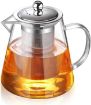 Picture of NEW GREEN TEA KETTLE Glass Tea Kettle Heat Resistant Tea Pot with Stainless Steel Infuser Strainer for Coffee Juice Loose Leaf Tea 550ml Transparent