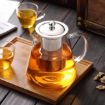 Picture of NEW GREEN TEA KETTLE Glass Tea Kettle Heat Resistant Tea Pot with Stainless Steel Infuser Strainer for Coffee Juice Loose Leaf Tea 550ml Transparent