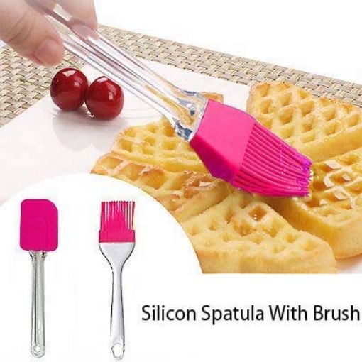 Picture of Spatula and Pastry BrushSilicone Spatula and Brush Set for Pastry Cake Mixer Decorating Cooking Baking Silicone Spatula And Pastry Brush Set