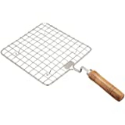 Picture of Barbeque Bbq Jail Grill  bbq jali grillRound Barbeque Jali Roti Roast Chapati Toast Grill Wooden Handle Paneer Tandoor Net Barbeque Jali Roaster Masala Papad MakerPapad Jali Griller