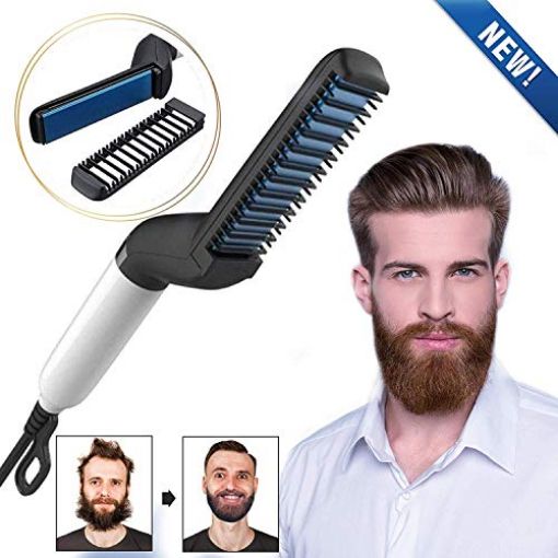 Picture of Beard Straightner Hair Styler for Men Electric Beard Straightener Massage Hair Comb Beard Comb Multifunctional Curly Hair Straightening Comb Curler Beard Straightener Beard Straightener For Men