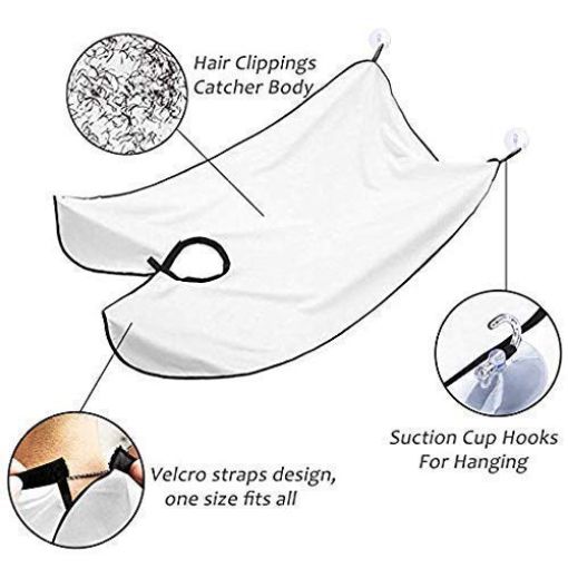 Picture of Beard Apron  Hair Clippings Catcher Grooming Waterproof with 2 Suction Cups Use apron Gift for the Modern Beard Trimming Apron Clippings Non-Stick Hair Catcher