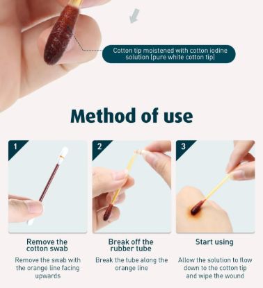 Picture of 50 PCS COTTON IODINE SWABS STICK