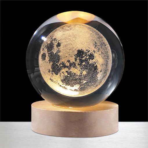 Picture of 3D Crystal Ball Night Lamp(MOON) (6 cm) Crystal Ball Night Lamp Night Lights Decorative Lamp