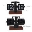 Picture of Wooden Retro Clock Flip Clock Wooden Clock Retro Vintage Analog Design Auto Flip Clock