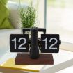 Picture of Wooden Retro Clock Flip Clock Wooden Clock Retro Vintage Analog Design Auto Flip Clock