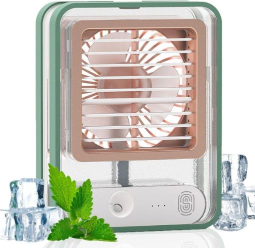 Picture of Mini Cooling Fan Mini Portable Desk Fan Mist Spray Light Fan Small Personal Desk Fan