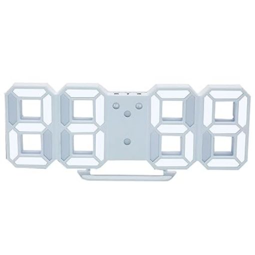 Picture of 3D LED Clock (White) Digital 3D LED Wall Clock Alarm Clock  Modern Digital 3D LED Wall Clock