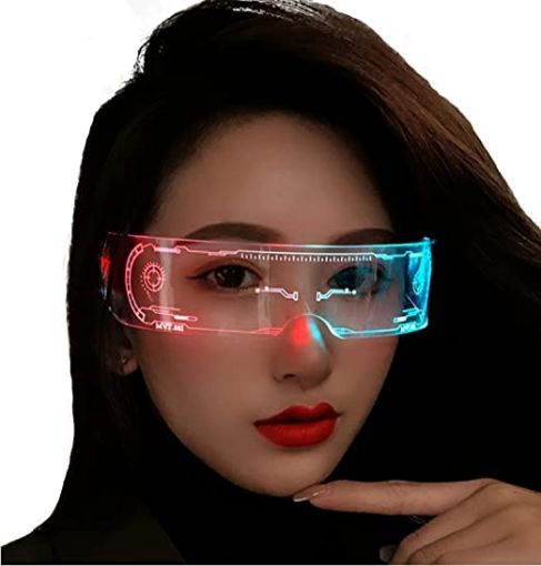 Picture of Light Up Glasses LED Visor Cyberpunk Futuristic Luminous Rave Glasses  Luminous Goggles Glowing Light Up Party Supply