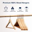 Picture of Wood Natural Finish Garment Hangers with Non-Slip Bar and Precisely Cut Notches