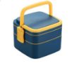 Picture of Pocket Double-Layer Airtight Square Lunch Box with Handle Compartment Tiffin with Handle & Push Lock