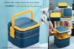 Picture of Pocket Double-Layer Airtight Square Lunch Box with Handle Compartment Tiffin with Handle & Push Lock