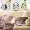 Picture of Vintage Twin Bell Copper Table Alarm Clock with Night LED Light for Student for Kids Bedroom copper alarm clock