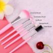 Picture of 5 Pcs/Pack Pink Mini Eyeshadow Foundation Eyebrow Lip Makeup Brush Fine Beauty  5 Pcs Essentials Face Brush Set  Eyeshadow Makeup Brush Set LIGHT PINK