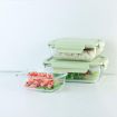 Picture of Glass Lunch Box Set Of 3  food storage containers lunch box glass lunch container box serving bowl snack storage containers air tight bowl set dining table serving set mixing bowl with lid