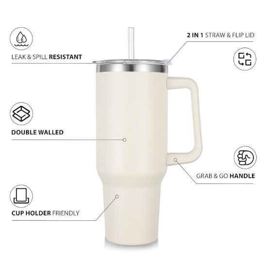 Picture of TUMBLER VACUUM SEALED CUP WITH HANDLE