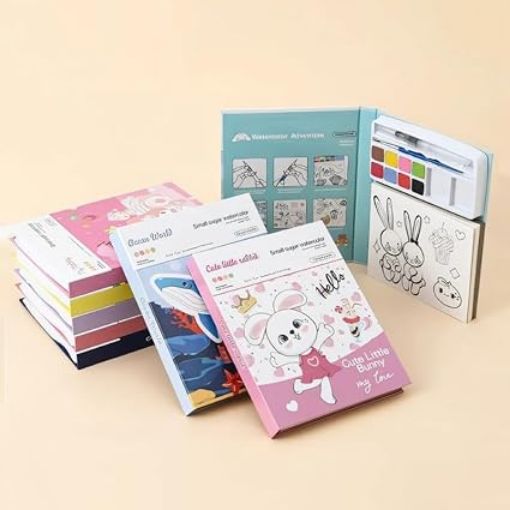 Picture of Water Painting Book  Watercolors And Brushes Watercolor Painting Book Set
