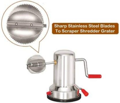 Picture of Stainless Steel Coconut Scraper Coconut Scrapper for Kitchen  Vacuum Base Coconut Scraper  Silver  Stainless Steel Coconut Scraper   Coconut Grater Machine   Coconut Crusher Manual Hand Roller Coconut Chopper for Kitchen Coconut Scrapper Tool