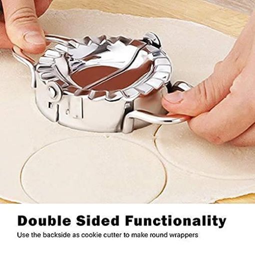 Picture of Momos Maker Dumpling Maker Dough Press Cutter Stainless Steel Dumpling Pie Gujiya Samosa Mould Maker Pastry Tool Wrapper Dough Cutter for Kitchen Making Tools